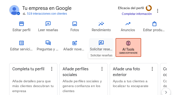 dar permisos en ficha de empresa de google