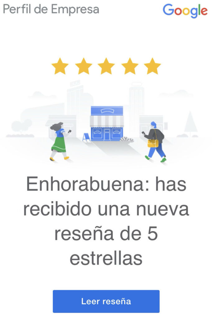 email aviso de nueva reseña